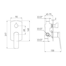 Смеситель для ванны и душа Volle Solo 1510.031402 (Brushed Nickel) Thumb