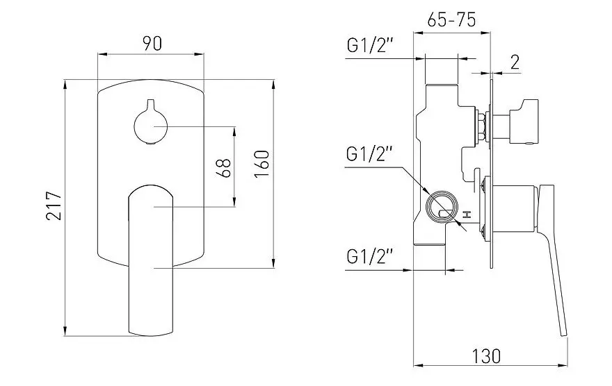 Смеситель для ванны и душа Volle Solo 1510.031402 (Brushed Nickel)