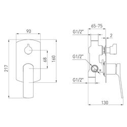 Смеситель для ванны и душа Volle Solo 1510.031404 (Black) Thumb