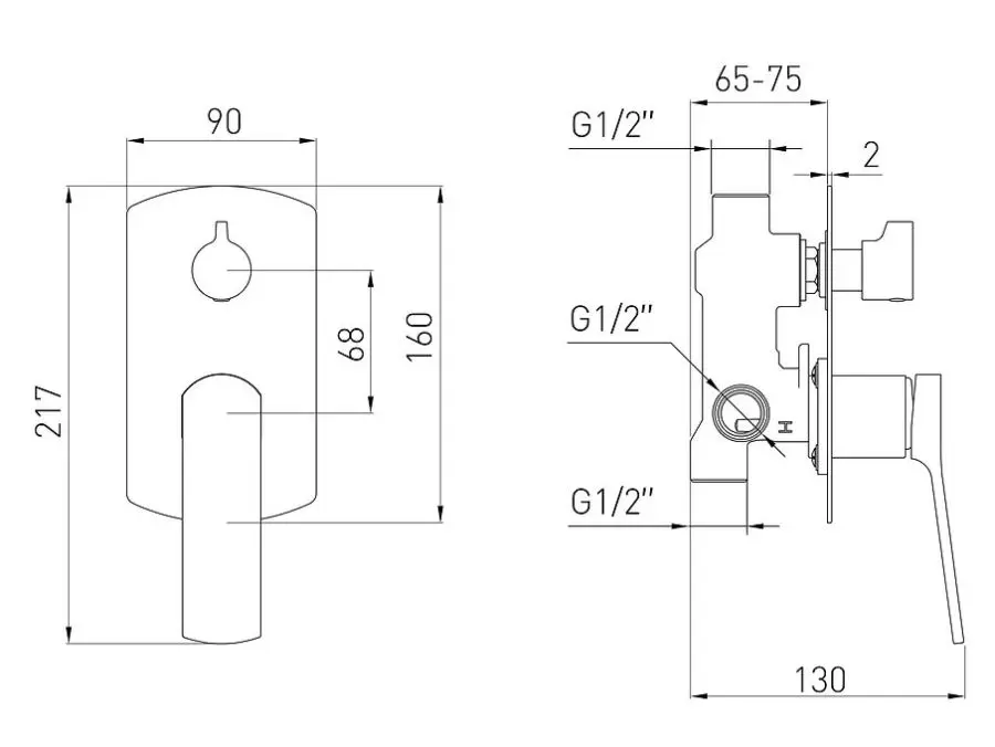 Смеситель для ванны и душа Volle Solo 1510.031404 (Black)