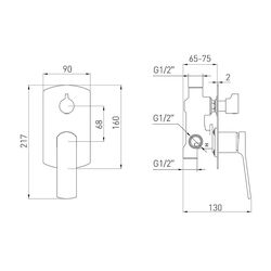 Смеситель для ванны и душа Volle Solo 1510.031405 (Graphite) Thumb
