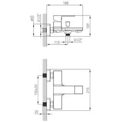 Baterie pentru cada si dus Volle De la Noche 10-40-2100-black (Black) Thumb