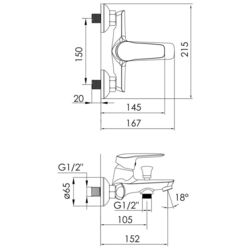Baterie pentru cada Volle Dios 1536.030101 (Chrome) Thumb
