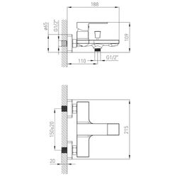 Смеситель для ванны и душа Volle Leon 1511.030101 (Chrome) Thumb