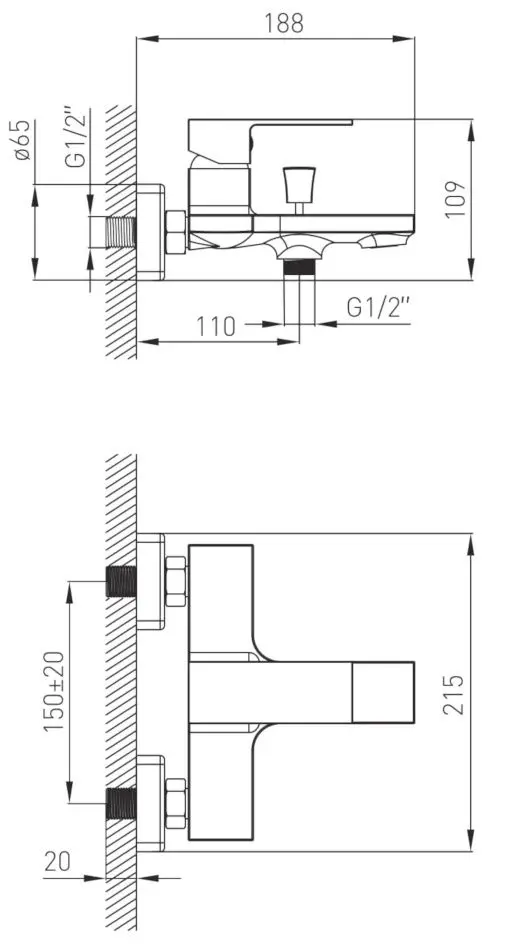 Смеситель для ванны и душа Volle Leon 1511.030101 (Chrome)