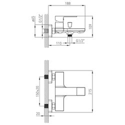 Baterie pentru cada Volle Leon 15212100 (Chrome) Thumb