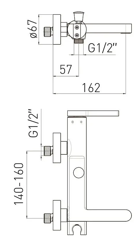 Baterie pentru cada si dus Volle Mora 1537.030122 (Chrome/Gold) - 3