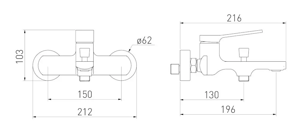 Смеситель для ванны и душа Volle Solo 1510.031001 (Chrome)