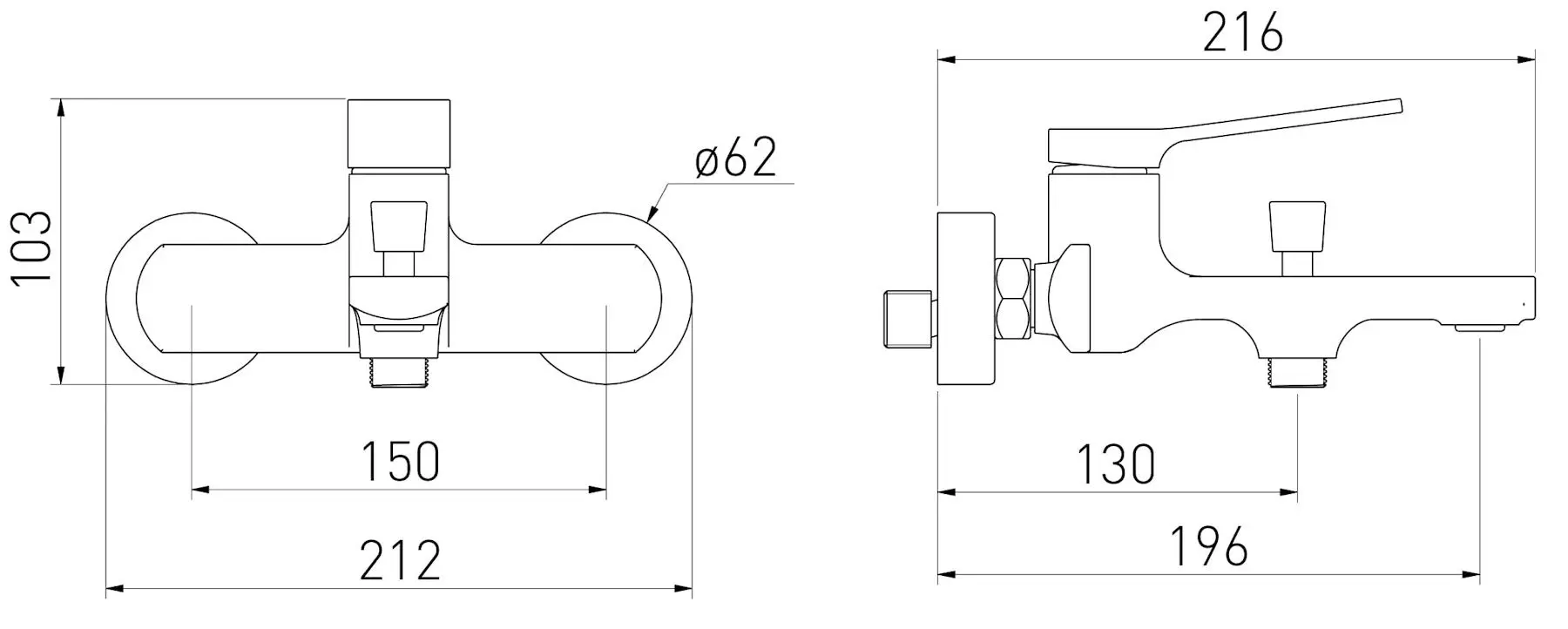 Baterie pentru cada si dus Volle Solo 1510.031005 (Graphite)
