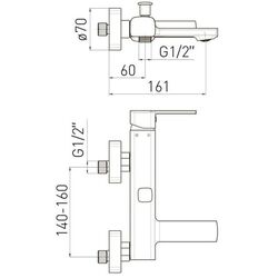 Baterie pentru cada si dus Volle Sota 1538.030101 (Chrome) Thumb