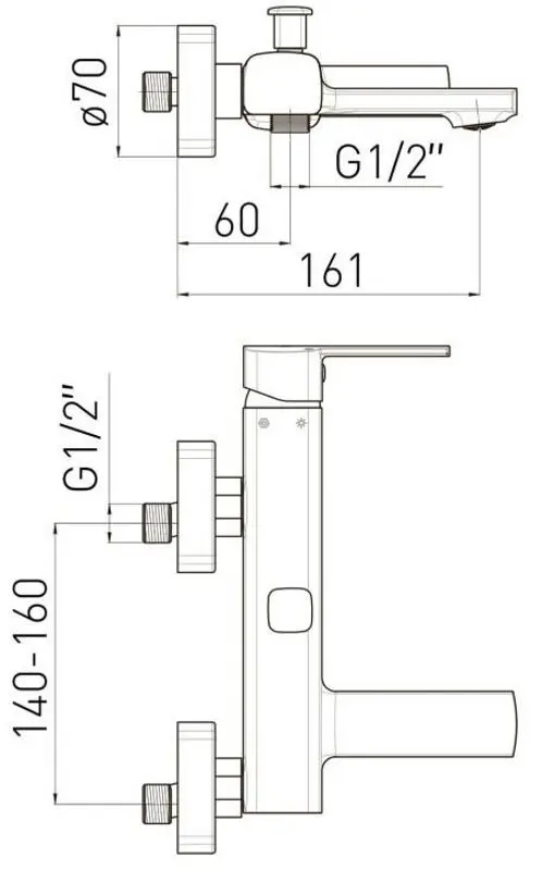 Смеситель для ванны и душа Volle Sota 1538.030104 (Black)