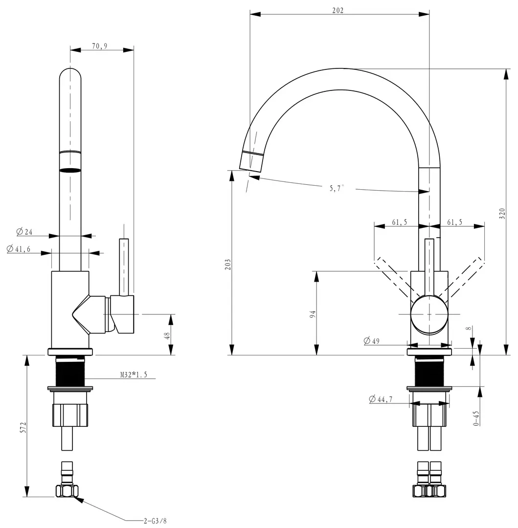 Смеситель для мойки Waltz Alfa (Black) - 2