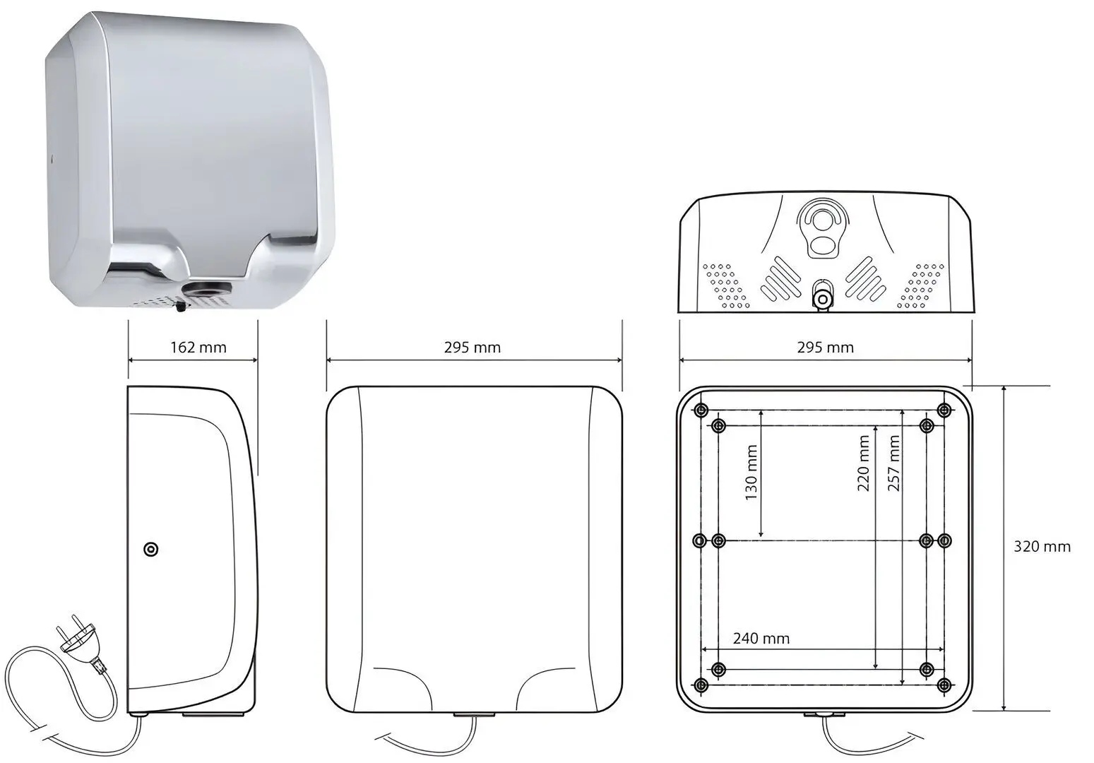 Электросушилка для рук Bemeta 924224121 (Inox)