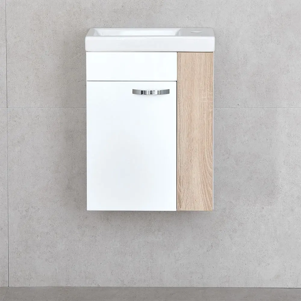 Dulap sub lavoar Bayro Promo Komo 400 R (White Gloss/Sonoma) - 3