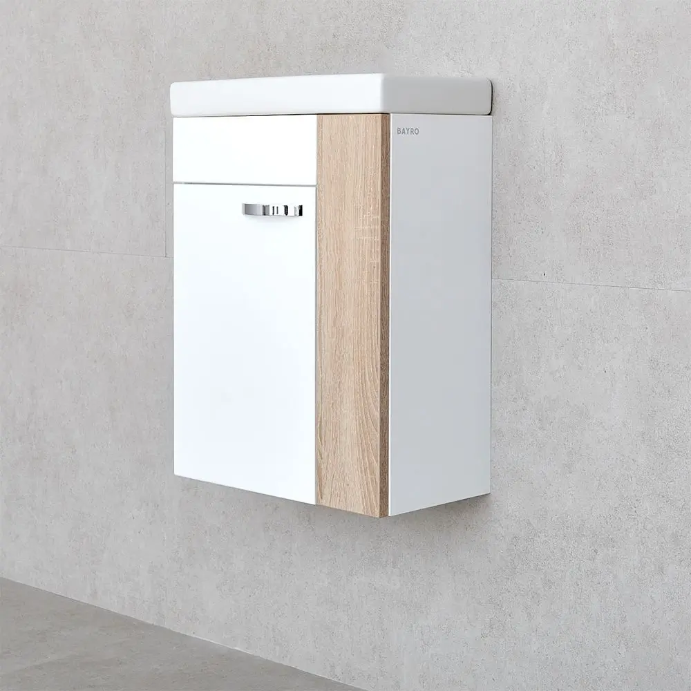 Dulap sub lavoar Bayro Promo Komo 400 R (White Gloss/Sonoma) - 4