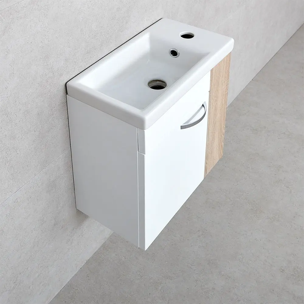 Dulap sub lavoar Bayro Promo Komo 400 R (White Gloss/Sonoma) - 5