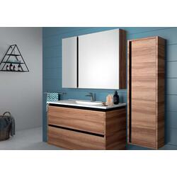 Набор тумбы с умывальником Creavit Nesh/Verti VE0100.00.VV 100 (Light Walnut/Black) Thumb