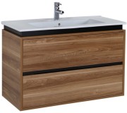 Набор тумбы с умывальником Creavit Nesh/Verti VE0100.00.VV 100 (Light Walnut/Black)