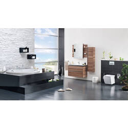 Набор тумбы с умывальником Creavit Nesh/Verti VE0100.00.VV 100 (Light Walnut/Black) Thumb