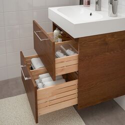 Набор тумбы с раковиной Ikea Godmorgon/Braviken 2 ящика/смеситель Brogrund 61x49x68 (Под Коричневый Мореный Ясень) Thumb