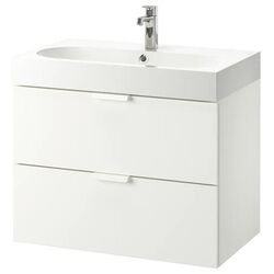 Набор тумбы с раковиной Ikea Godmorgon/Braviken 2 ящика/смеситель Brogrund 80x48x68 (Белый)