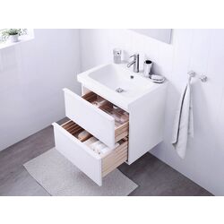 Набор тумбы с раковиной Ikea Godmorgon/Odensvik 2 ящика/смеситель Dalskar 63x49x64 (Глянцевый Белый) Thumb