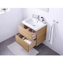 Набор тумбы с раковиной Ikea Godmorgon/Odensvik 2 ящика/смеситель Dalskar 63x49x64 (Под Беленый Дуб) Thumb