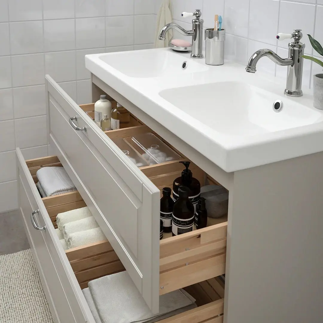 Набор тумбы с раковиной Ikea Godmorgon/Odensvik 2 ящика/смеситель Hamnskar 103x49x64 (Кашён Серый) - 6