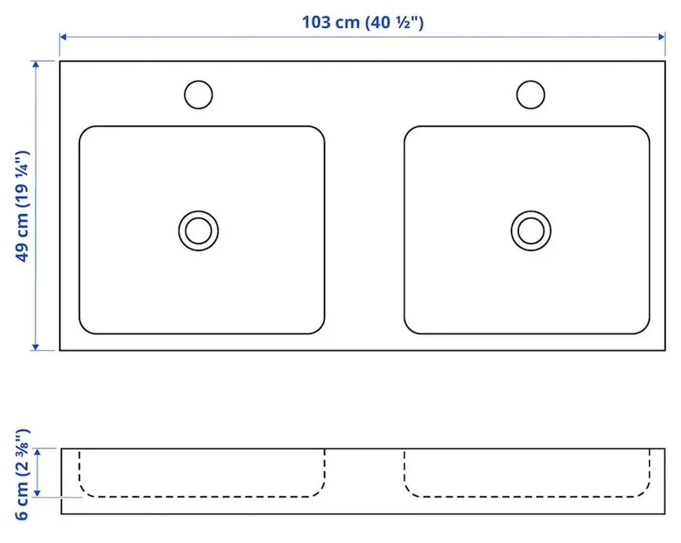 Набор тумбы с раковиной Ikea Godmorgon/Odensvik 2 ящика/смеситель Hamnskar 103x49x64 (Кашён Серый) - 2