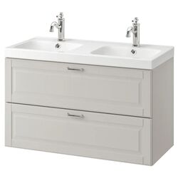 Набор тумбы с раковиной Ikea Godmorgon/Odensvik 2 ящика/смеситель Hamnskar 103x49x64 (Кашён Серый)