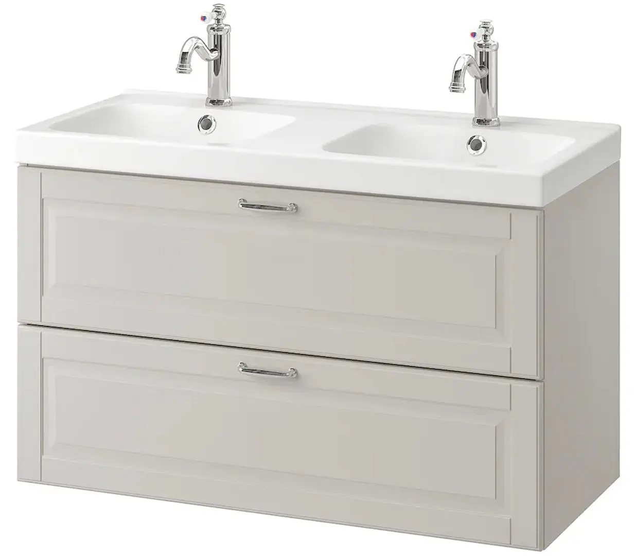 Набор тумбы с раковиной Ikea Godmorgon/Odensvik 2 ящика/смеситель Hamnskar 103x49x64 (Кашён Серый)