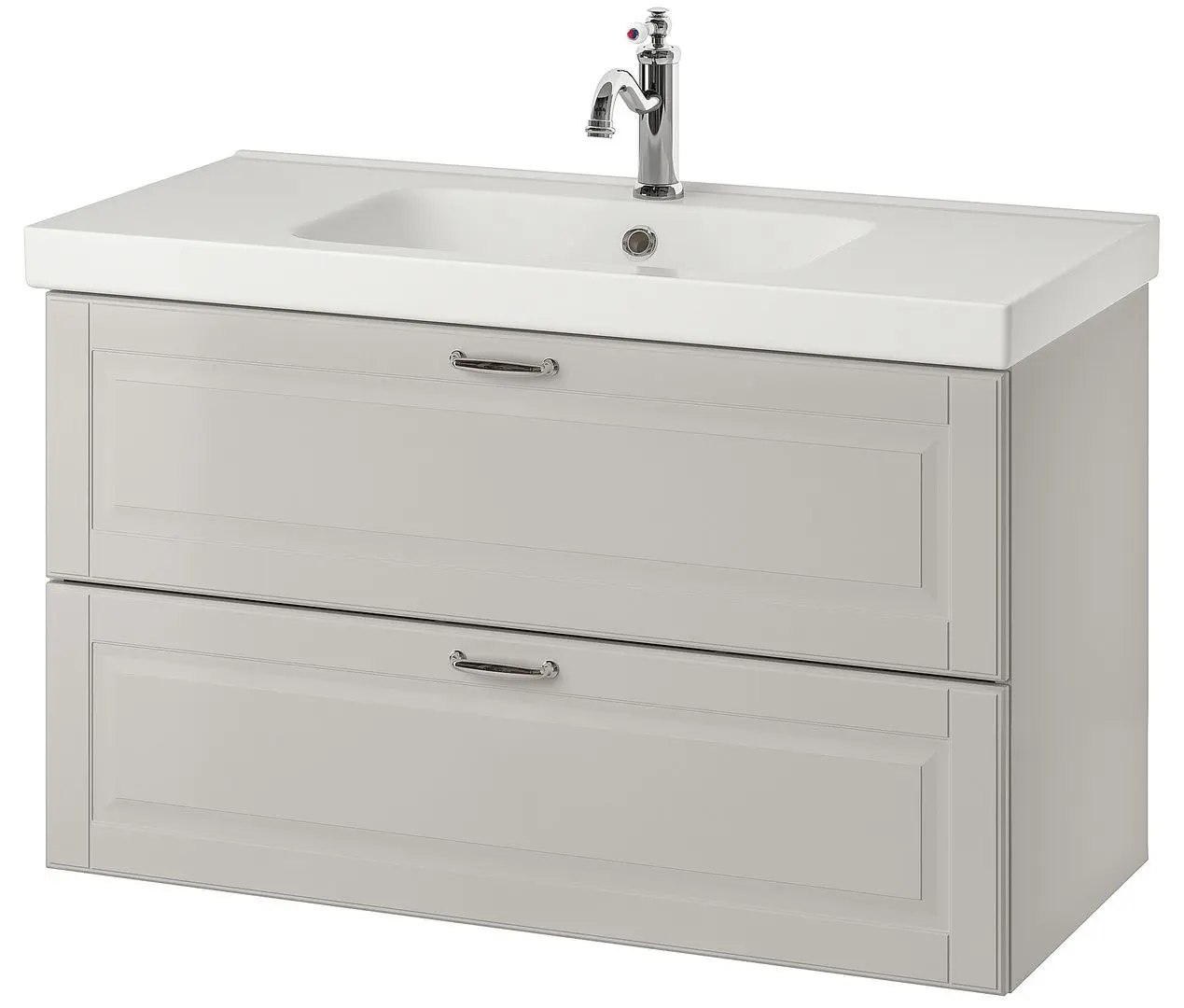 Набор тумбы с раковиной Ikea Godmorgon/Odensvik 2 ящика/смеситель Hamnskar 103x49x64 (Кашён Серый)