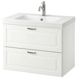 Набор тумбы с раковиной Ikea Godmorgon/Odensvik 2 ящика/смеситель Hamnskar 83x49x64 (Кашен Белый)