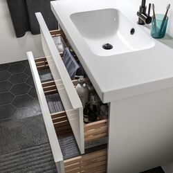 Набор тумбы с раковиной Ikea Godmorgon/Odensvik 2 ящика/смеситель Lundskar 103x49x64 ( Глянцевый Белый) Thumb