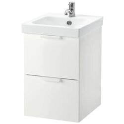 Набор тумбы с раковиной Ikea Godmorgon/Odensvik 2 ящика/смеситель Pilkan 43x49x64 (Белый)