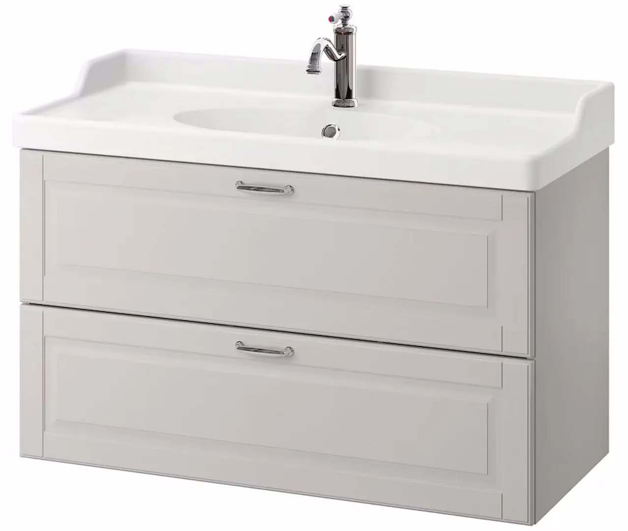 Набор тумбы с раковиной Ikea Godmorgon/Rattviken 2 ящика/смеситель Hamnskar 102x49x68 (Кашен Серый)