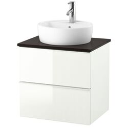 Набор тумбы с раковиной Ikea Godmorgon/Tolken/Horvik раковина 45/смеситель 62x49x74 (Глянцевый Белый/Антрацит)