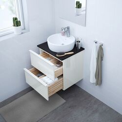 Набор тумбы с раковиной Ikea Godmorgon/Tolken/Horvik раковина 45/смеситель 62x49x74 (Глянцевый Белый/Антрацит) Thumb