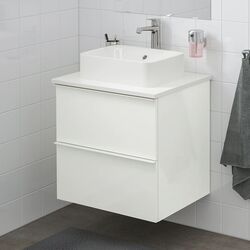 Набор тумбы с раковиной Ikea Godmorgon/Tolken/Horvik раковина 45x32/смеситель 62x49x72 (Глянцевый Белый/Белый) Thumb