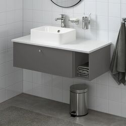 Набор тумбы с раковиной Ikea Godmorgon/Tolken/Horvik раковина 45x45/смеситель 102x49x43 (Гилбурен Темно-серый/Под Мрамор) Thumb