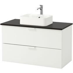 Набор тумбы с раковиной Ikea Godmorgon/Tolken/Horvik раковина 45x45/смеситель 102x49x72 (Белый/Антрацит)