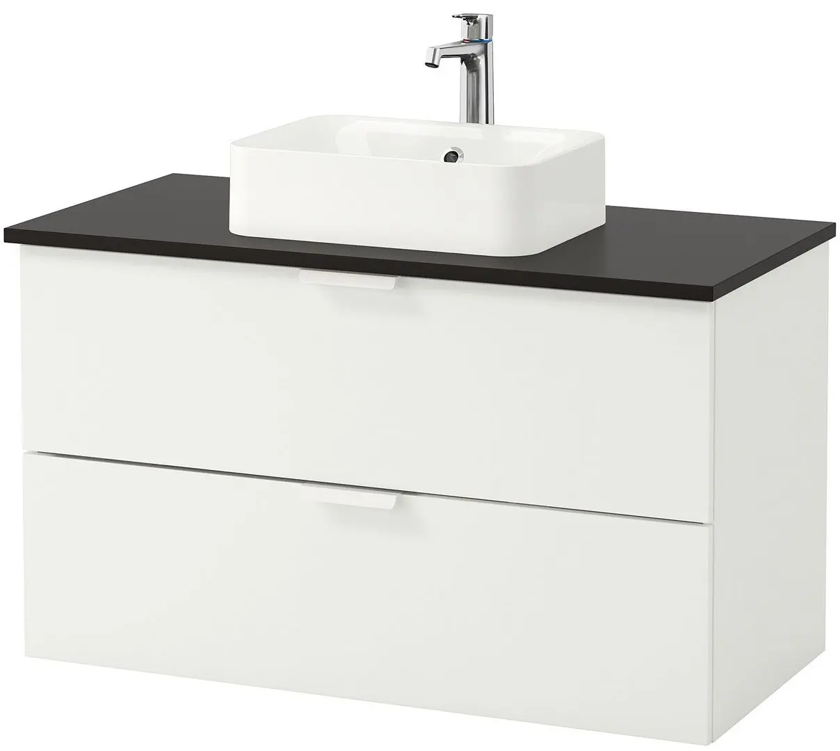Набор тумбы с раковиной Ikea Godmorgon/Tolken/Horvik раковина 45x45/смеситель 102x49x72 (Белый/Антрацит)