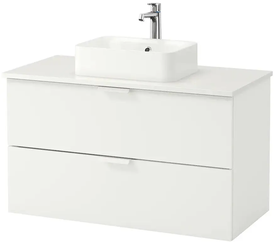 Набор тумбы с раковиной Ikea Godmorgon/Tolken/Horvik раковина 45x45/смеситель 102x49x72 (Белый)