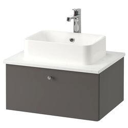 Набор тумбы с раковиной Ikea Godmorgon/Tolken/Horvik раковина 45x45/смеситель 62x49x43 (Гилбурен Темно-серый/Под Мрамор)