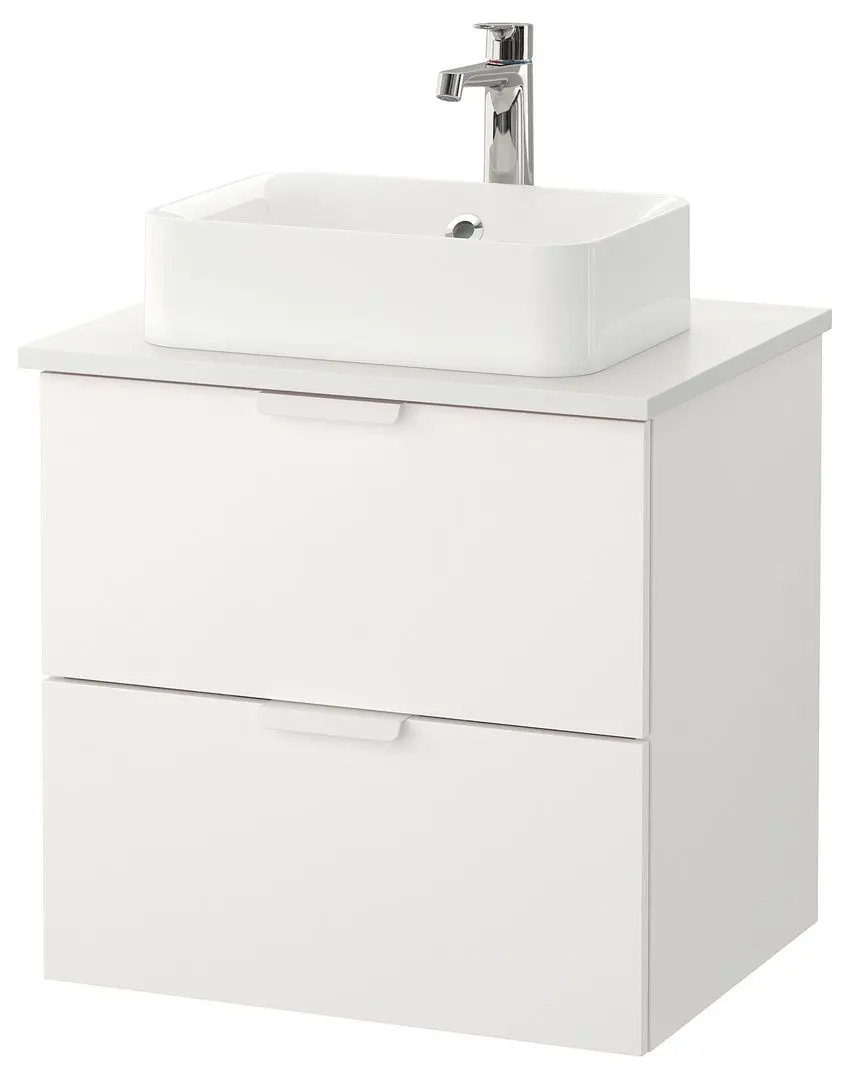 Набор тумбы с раковиной Ikea Godmorgon/Tolken/Horvik раковина 45x45/смеситель 62x49x72 (Белый)