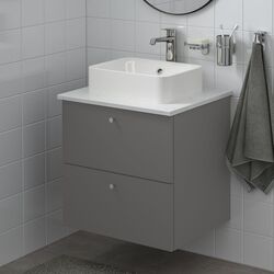 Набор тумбы с раковиной Ikea Godmorgon/Tolken/Horvik раковина 45x45/смеситель 62x49x72 (Гилбурен Темно-серый/Под Мрамор) Thumb