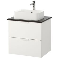 Набор тумбы с раковиной Ikea Godmorgon/Tolken/Horvik раковина 45x45/смеситель 62x49x72 (Под Коричневый Мореный Ясень/Антрацит)