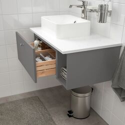 Набор тумбы с раковиной Ikea Godmorgon/Tolken/Horvik раковина 45x45/смеситель 82x49x43 (Гилбурен Темно-серый/Под Мрамор) Thumb