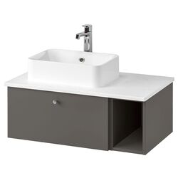 Набор тумбы с раковиной Ikea Godmorgon/Tolken/Horvik раковина 45x45/смеситель 82x49x43 (Гилбурен Темно-серый/Под Мрамор)