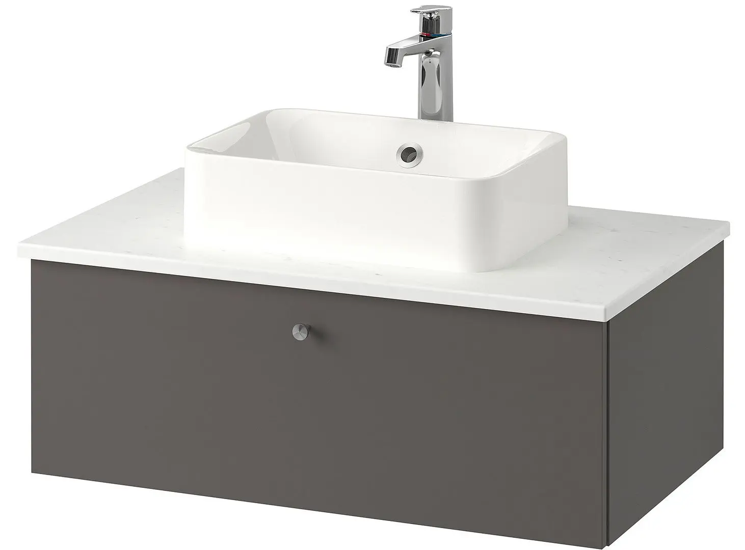 Набор тумбы с раковиной Ikea Godmorgon/Tolken/Horvik раковина 45x45/смеситель 82x49x43 (Гилбурен Темно-серый/Под Мрамор)
